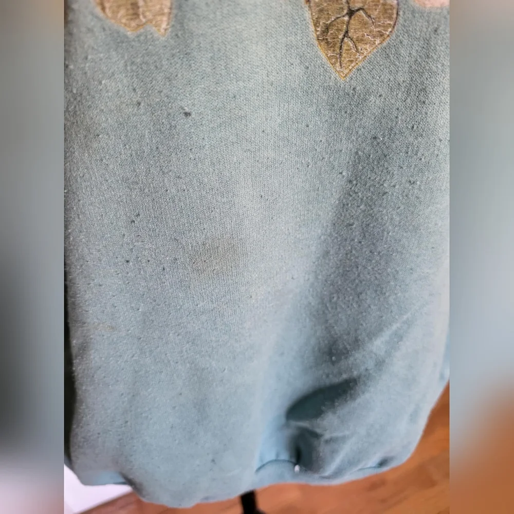 Vintage Hoodie Women's - Teal Blue-Green with Chickadee Bird Scene - Cozy - Picture 5 of 7